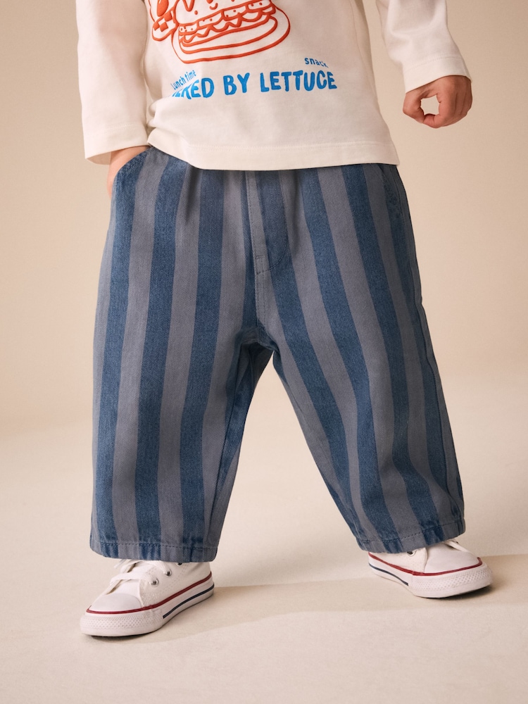 Blue Stripe Pull On Wide Trousers (3mths-7yrs) - Image 1 of 4
