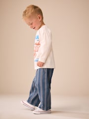 Blue Stripe Pull On Wide Trousers (3mths-7yrs) - Image 4 of 4