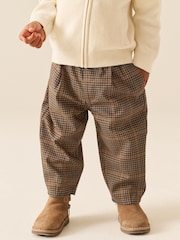 Tan Brown Check Barrel Leg Cosy Smart Trousers (3mths-7yrs) - Image 1 of 8
