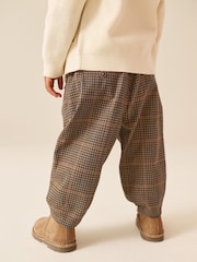 Tan Brown Check Barrel Leg Cosy Smart Trousers (3mths-7yrs) - Image 3 of 8