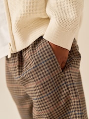 Tan Brown Check Barrel Leg Cosy Smart Trousers (3mths-7yrs) - Image 4 of 8