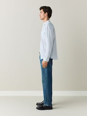 Mid Blue Denim Straight Fit Belted Jeans - Image 4 of 11
