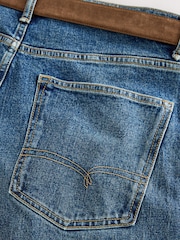 Mid Blue Denim Straight Fit Belted Jeans - Image 8 of 11