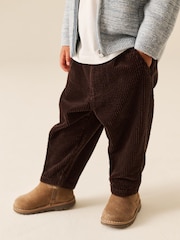 Brown Barrel Leg Textured Corduroy Pull On Trousers (3mths-7yrs) - Image 1 of 4