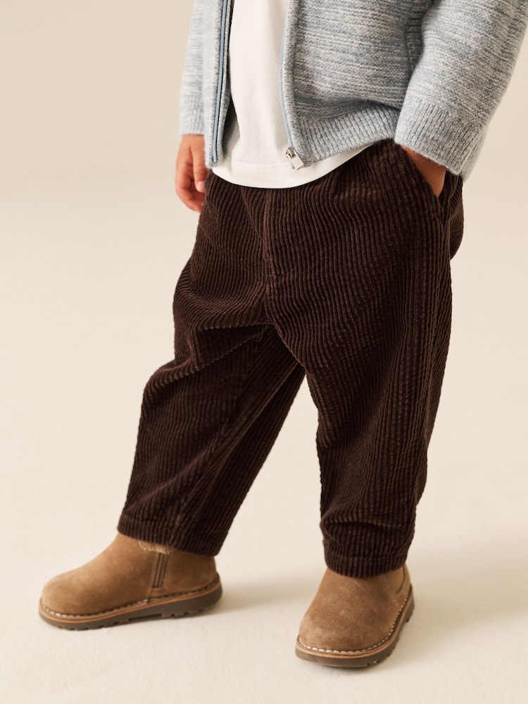Brown Barrel Leg Textured Corduroy Pull On Trousers (3mths-7yrs) - Image 1 of 4 Brown Barrel Leg Textured Corduroy Pull On Trousers (3mths-7yrs) - Image 1 of 4