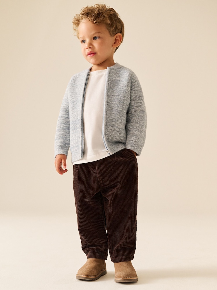 Brown Barrel Leg Textured Corduroy Pull On Trousers (3mths-7yrs) - Image 2 of 4 Brown Barrel Leg Textured Corduroy Pull On Trousers (3mths-7yrs) - Image 2 of 4