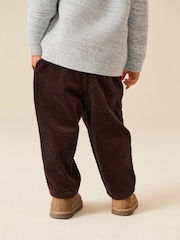 Brown Barrel Leg Textured Corduroy Pull On Trousers (3mths-7yrs) - Image 3 of 4