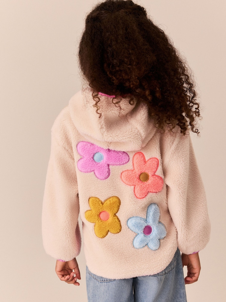 Little Bird by Jools Oliver Cream & Rainbow Floral Borg Zip Through Fleece - Image 1 of 13