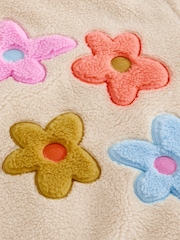 Little Bird by Jools Oliver Cream & Rainbow Floral Borg Zip Through Fleece - Image 10 of 13