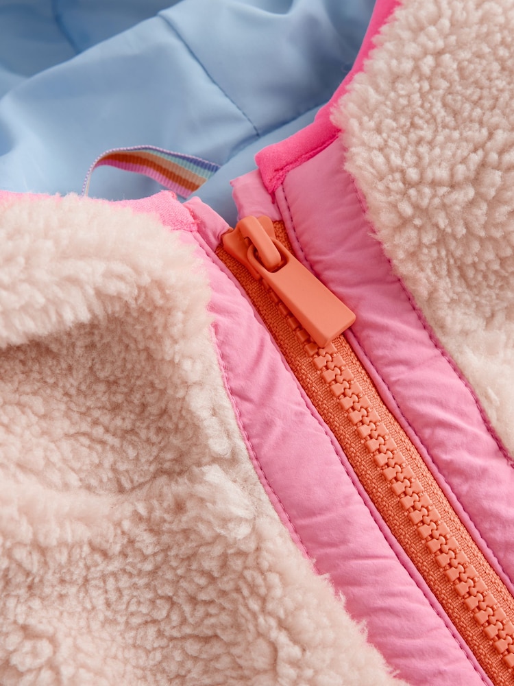 Little Bird by Jools Oliver Cream & Rainbow Floral Borg Zip Through Fleece - Image 13 of 13