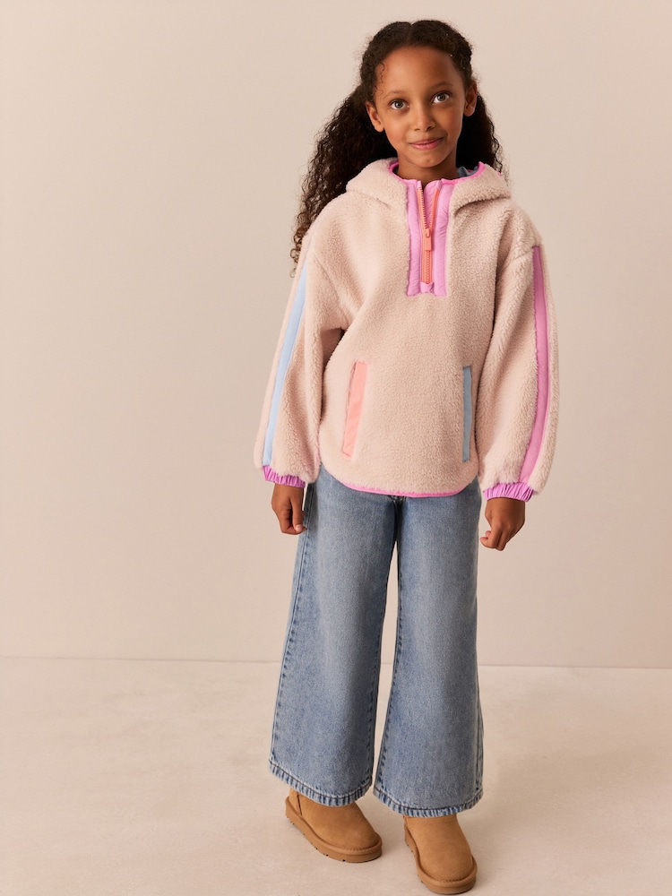 Little Bird by Jools Oliver Cream & Rainbow Floral Borg Zip Through Fleece - Image 2 of 13