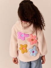 Little Bird by Jools Oliver Cream & Rainbow Floral Borg Zip Through Fleece - Image 3 of 13