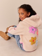 Little Bird by Jools Oliver Cream & Rainbow Floral Borg Zip Through Fleece - Image 4 of 13