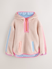 Little Bird by Jools Oliver Cream & Rainbow Floral Borg Zip Through Fleece - Image 6 of 13