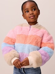 Little Bird Colourblock Fur Bomber Jacket - Image 1 of 6
