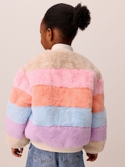 Little Bird Colourblock Fur Bomber Jacket - Image 4 of 6