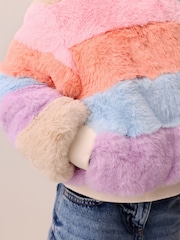 Little Bird Colourblock Fur Bomber Jacket - Image 5 of 6