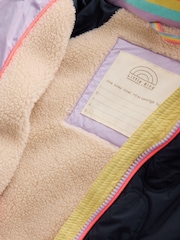 Little Bird by Jools Oliver Navy Borg Lined Shower Resistant Padded Coat with Keyring - Image 11 of 13