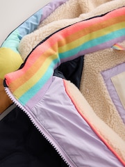Little Bird by Jools Oliver Navy Borg Lined Shower Resistant Padded Coat with Keyring - Image 12 of 13