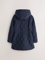 Little Bird by Jools Oliver Navy Borg Lined Shower Resistant Padded Coat with Keyring - Image 8 of 13