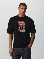 Black Pulp Fiction Relaxed Fit Graphic Print Film T-Shirt - Image 1 of 7