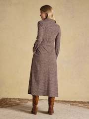 Joules Theodora Brown Spot Jersey Shirt Dress - Image 2 of 6