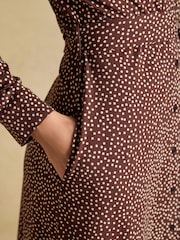 Joules Theodora Brown Spot Jersey Shirt Dress - Image 5 of 6