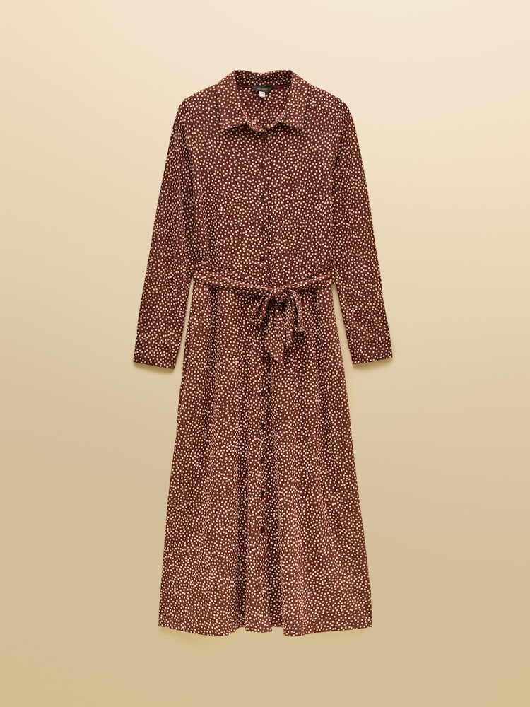 Joules Theodora Brown Spot Jersey Shirt Dress - Image 6 of 6 Joules Theodora Brown Spot Jersey Shirt Dress - Image 6 of 6