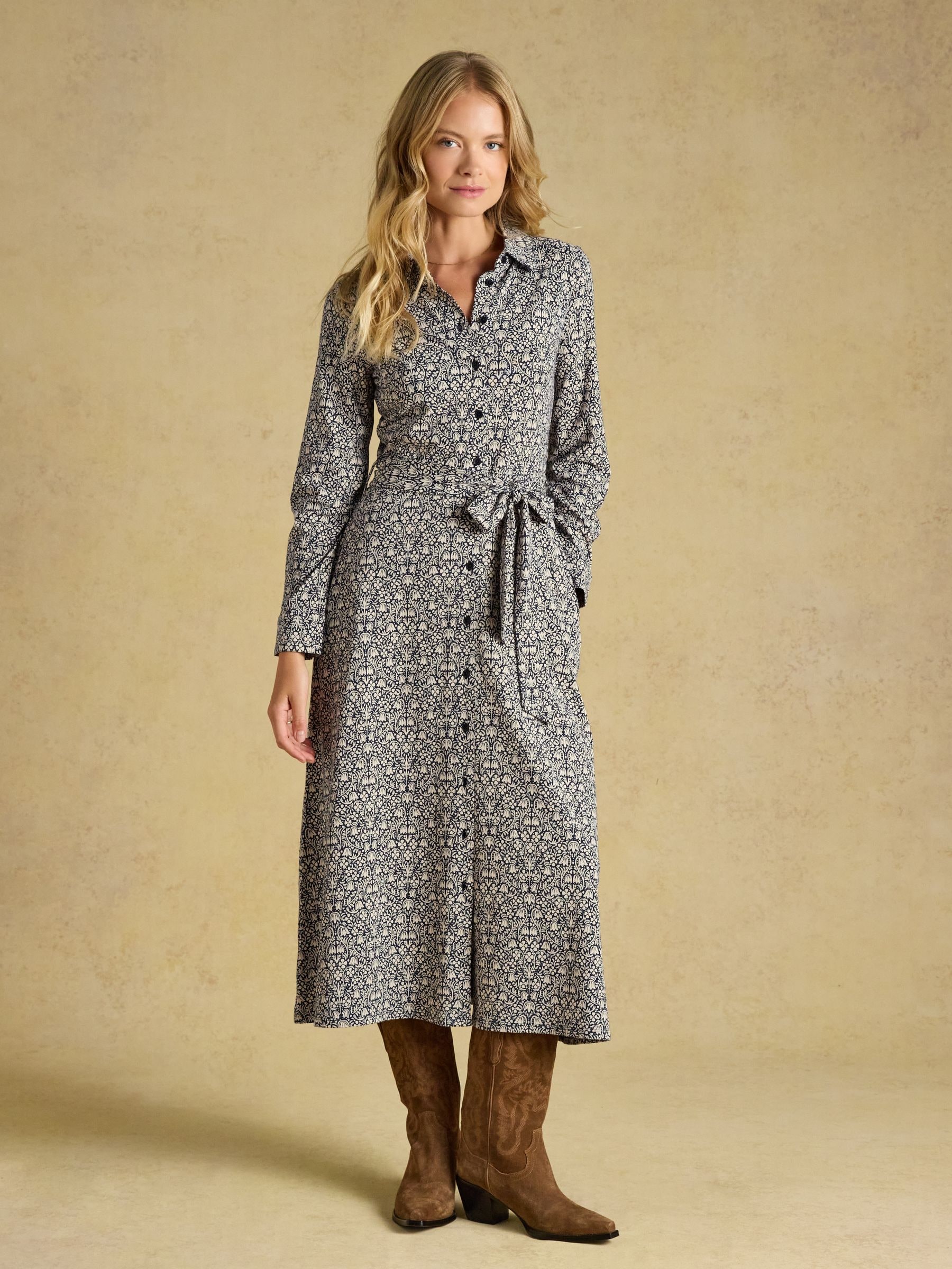 Buy Joules Theodora Navy Jersey Shirt Mdi Dress from the Next UK