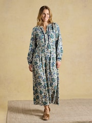Joules Bethany Blue Floral Lace Trim Dress - Image 1 of 8