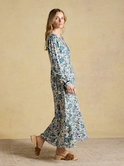 Joules Bethany Blue Floral Lace Trim Dress - Image 5 of 8