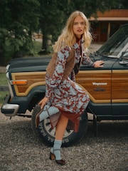 Joules Piper Chocolate Brown Floral Western Shirt Dress - Image 2 of 9