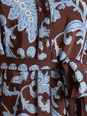 Joules Piper Chocolate Brown Floral Western Shirt Dress - Image 5 of 9