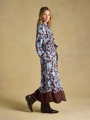 Joules Piper Chocolate Brown Floral Western Shirt Dress - Image 8 of 9