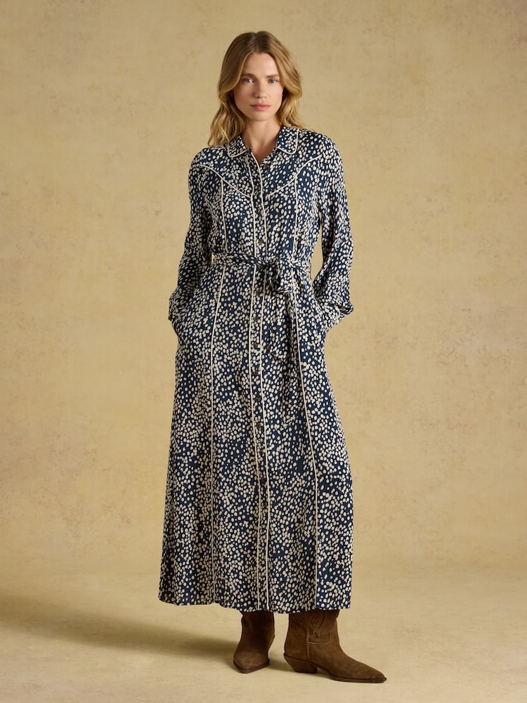 Joules Piper Navy Spot Western Shirt Dress - Image 1 of 7 Joules Piper Navy Spot Western Shirt Dress - Image 1 of 7