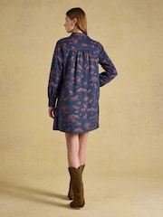 Joules Maple Navy Western Printed Cord Shift Dress - Image 2 of 7