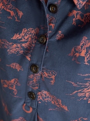 Joules Maple Navy Western Printed Cord Shift Dress - Image 6 of 7
