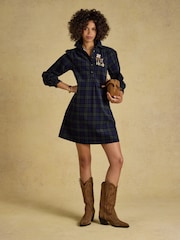 Joules Maple Blue/Green Check Cord Shift Dress - Image 3 of 6