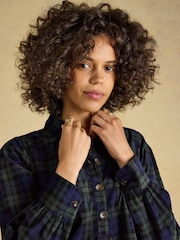 Joules Maple Blue/Green Check Cord Shift Dress - Image 5 of 6