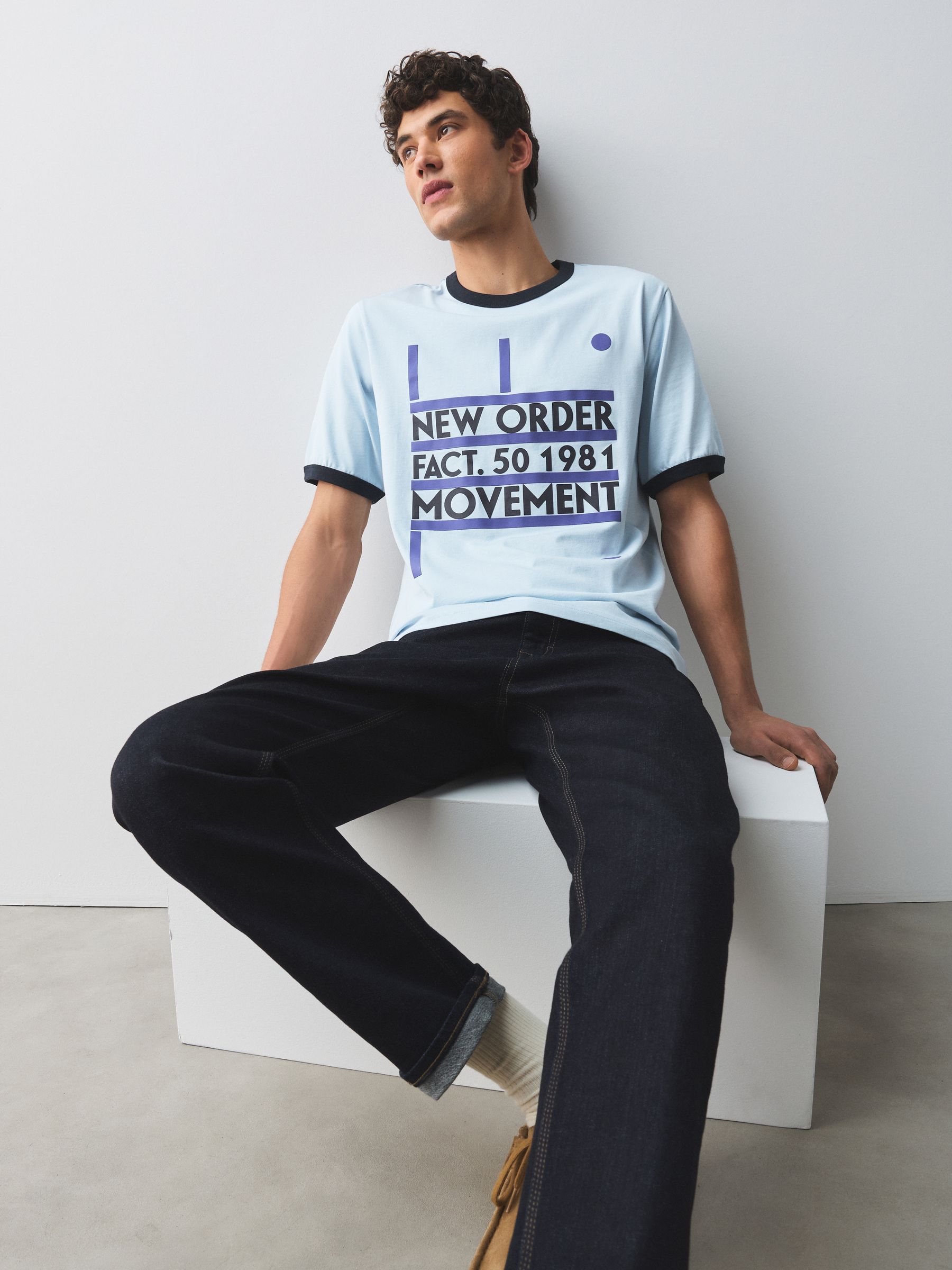 Buy White/Navy Blue New Order Ringer T-Shirt from Next Canada