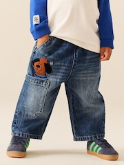 Mid Blue Denim Wide Leg Pull On Jeans (3mths-7yrs) - Image 1 of 5