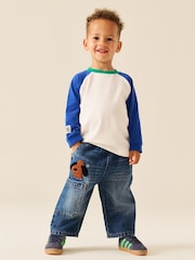 Mid Blue Denim Wide Leg Pull On Jeans (3mths-7yrs) - Image 2 of 5