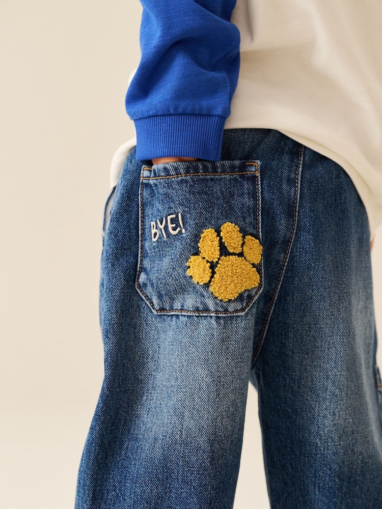 Mid Blue Denim Wide Leg Pull On Jeans (3mths-7yrs) - Image 5 of 5