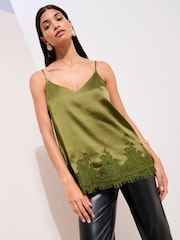 Friends Like These Lace Trim V-Neck Satin Cami - صورة 4 من 5