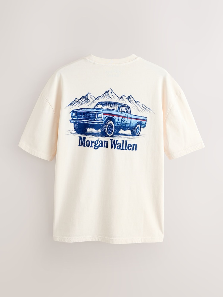 White Morgan Wallen Regular Fit Band Graphic Print T-Shirt - Image 1 of 4