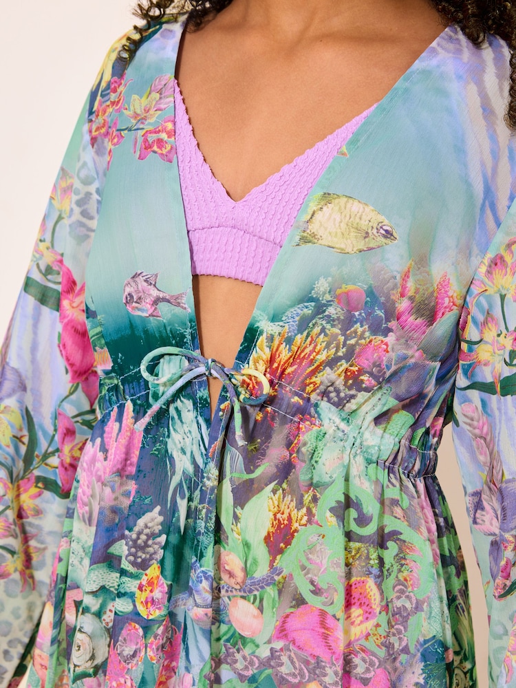 Lipsy Sea Print Chiffon Kaftan (5-16yrs) - Изображение 2 5