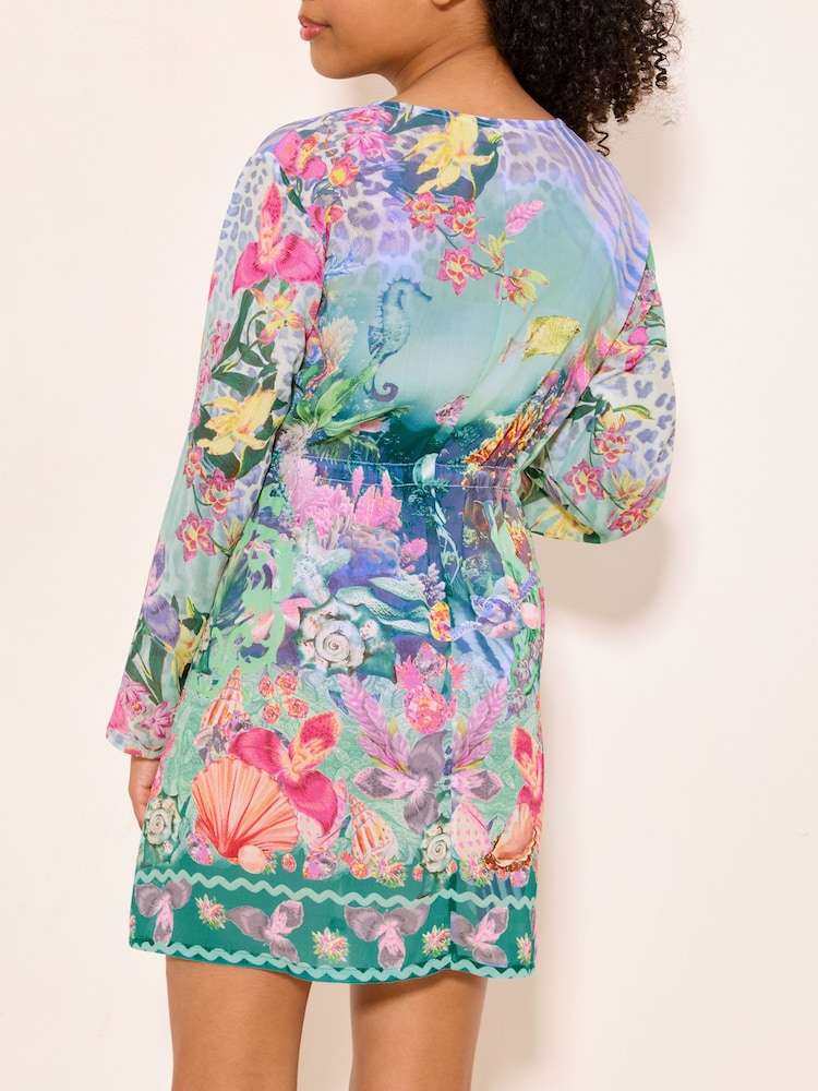 Lipsy Sea Print Chiffon Kaftan (5-16yrs) - Изображение 5 5