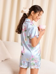 Lipsy Blue Floral Satin Pyjamas (5-16yrs) - Image 4 of 4