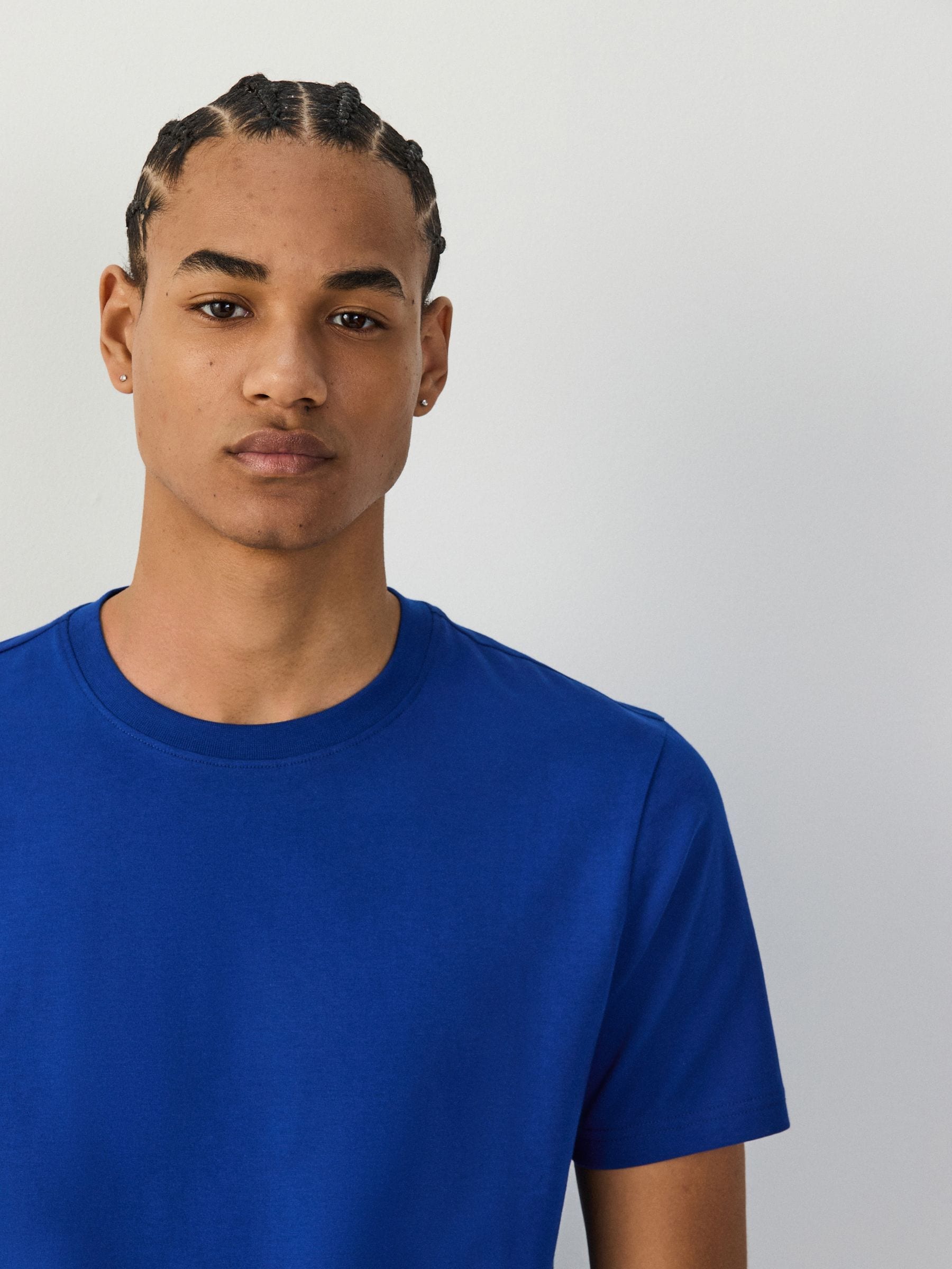 Buy Blue Cobalt Slim Fit Essential Crew Neck Cotton T-Shirt from
