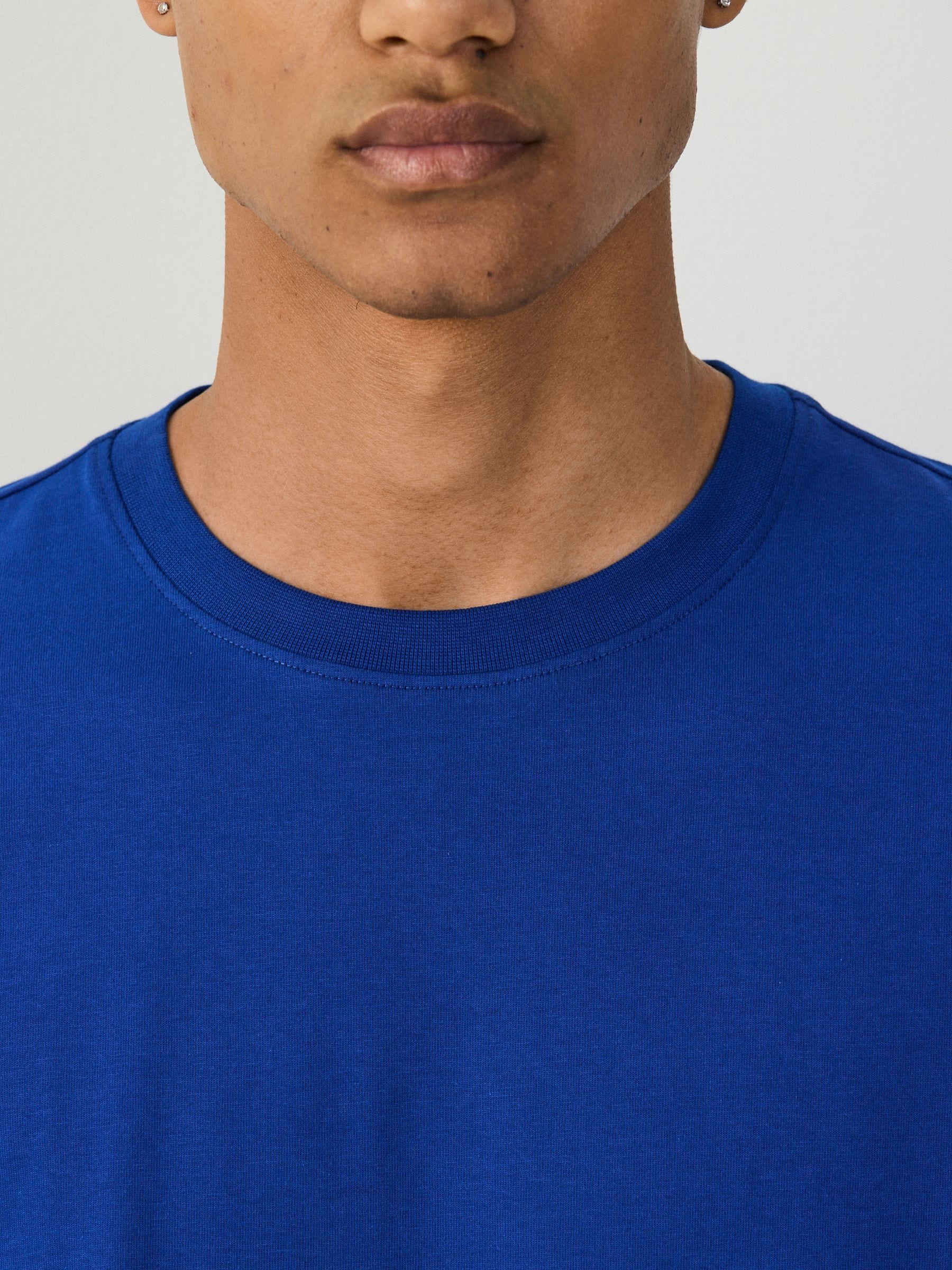 Buy Blue Cobalt Slim Fit Essential Crew Neck Cotton T-Shirt from